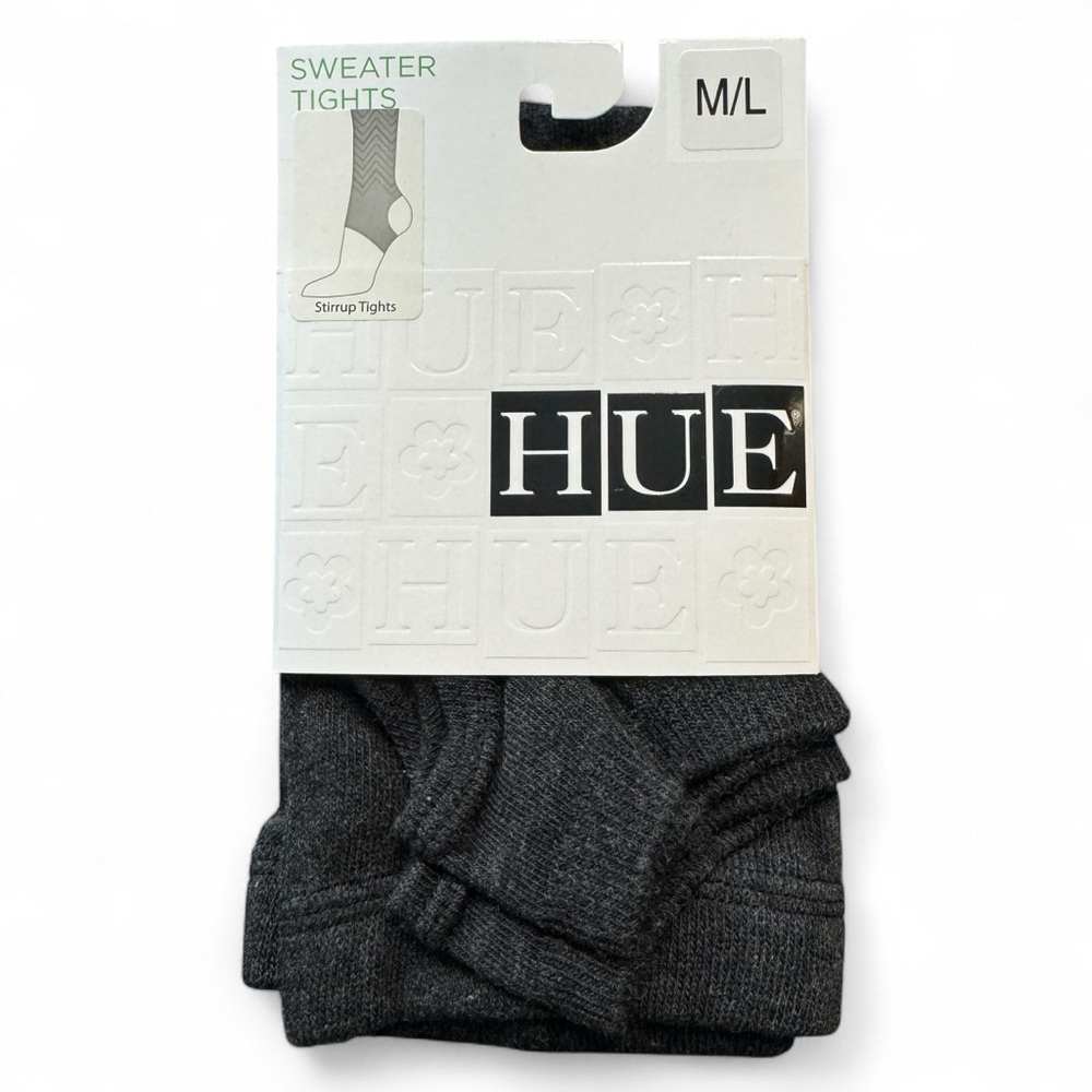 Hue Womens Stirrup Sweater Tights Size M/L Graphite Heather Gray Chevron